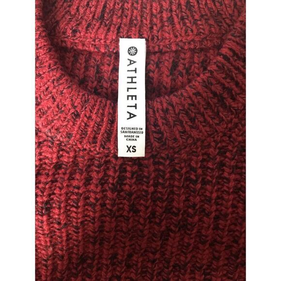 Athleta Sierra Crew Neck Sweater Wool Women's Size XS Flare Hem Marled‎ Red New - Picture 6 of 7